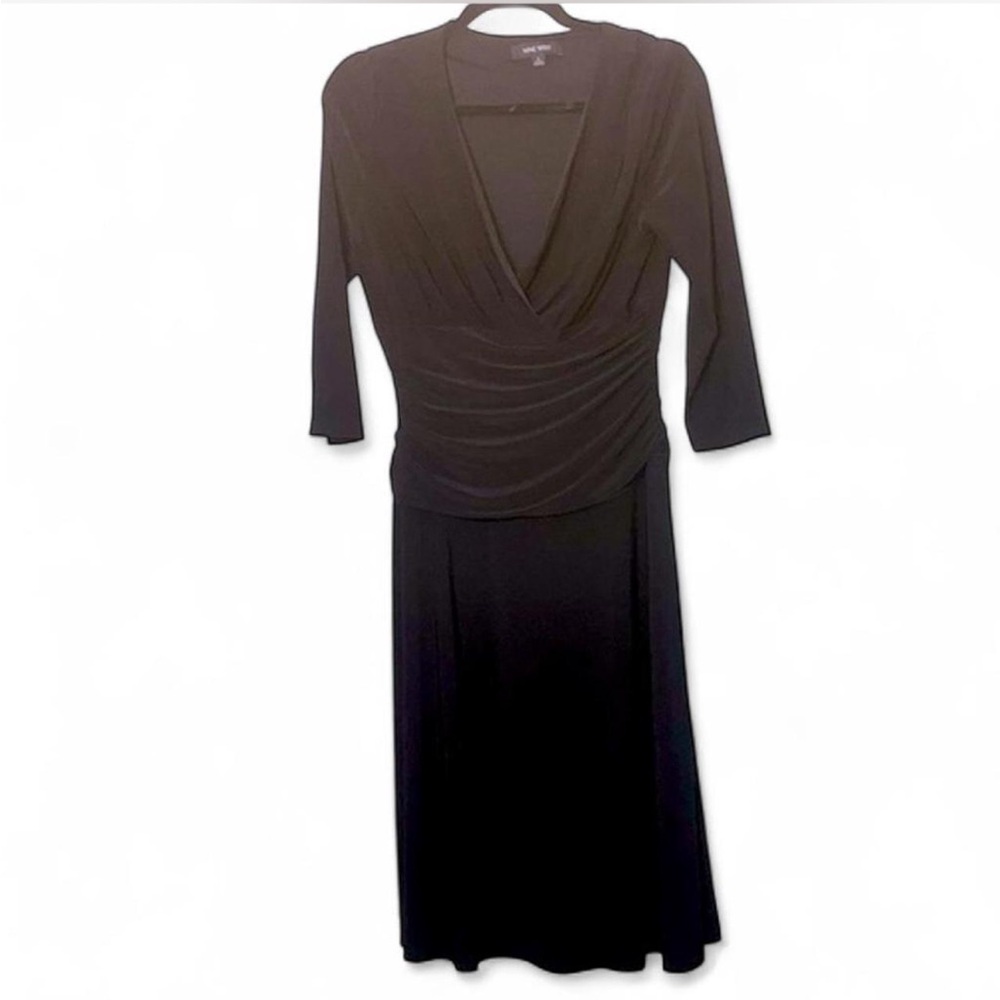 Nine West Black Midi Wrap Dress 8
